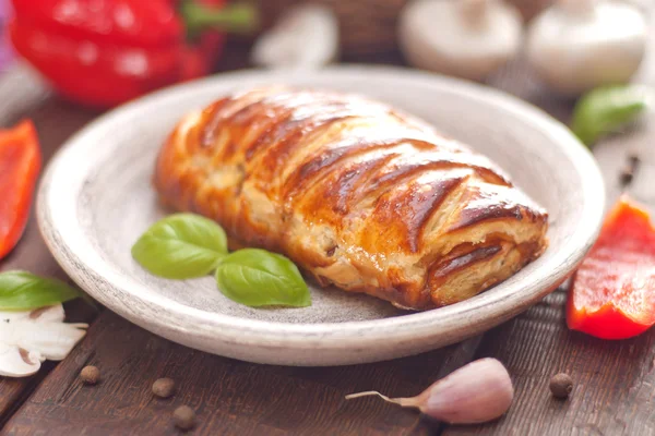 Chicken breast in a French pastry. — Stock Photo, Image