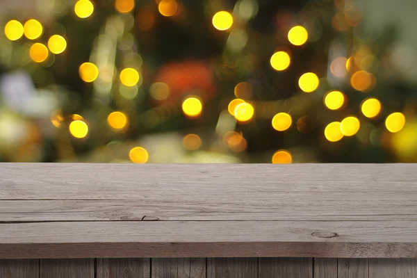 Vacanze di Natale o sfondo festa con scheda ponte di legno vuoto — Foto Stock