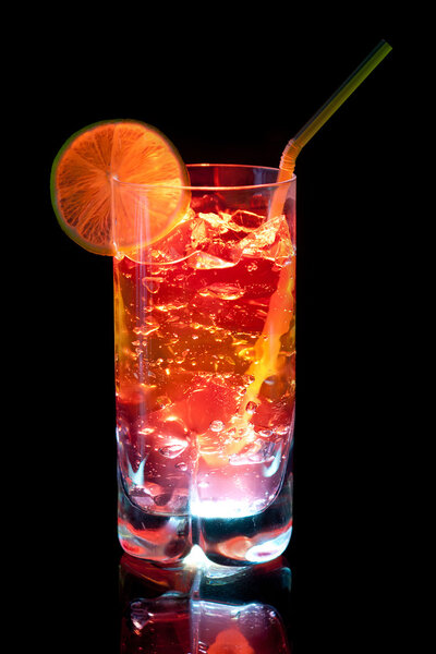 colourful coctail on the black background.
