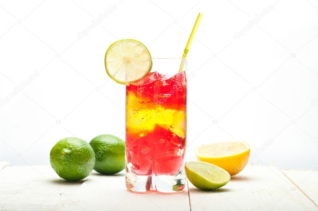 colourful coctail on the white background.