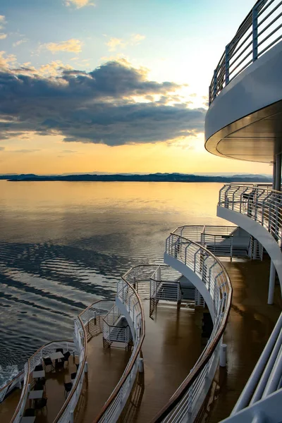 Sunrise Sunset Aft Deck Cruise Ship Ocean Cruising North Baltic — Stock Photo, Image