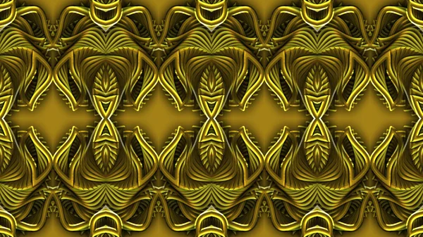 黄金抽象对称背景是计算机图形学 可用于纺织品设计 印刷行业 各种设计项目 — 图库照片