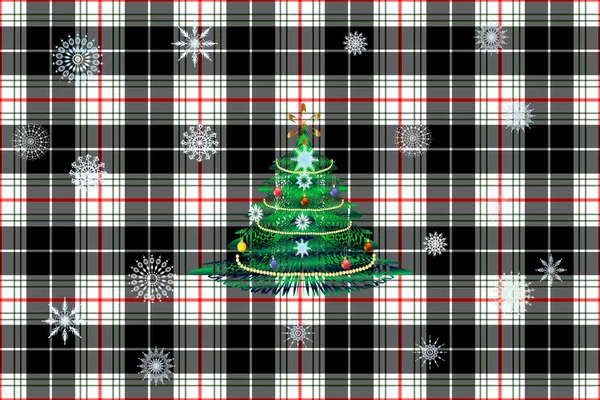コーンウォール 聖ピラン タータンは クリスマスや新年のカードのためのベースまたはスコットランドスタイルでクリスマススタイルでウェブサイトを設計するためにタータン模倣 — ストックベクタ