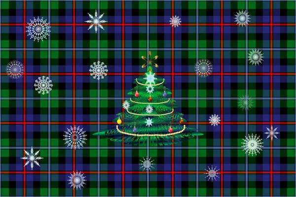 Argyll District Tartan Aan Basis Voor Een Kerst Nieuwjaarskaart Voor — Stockvector