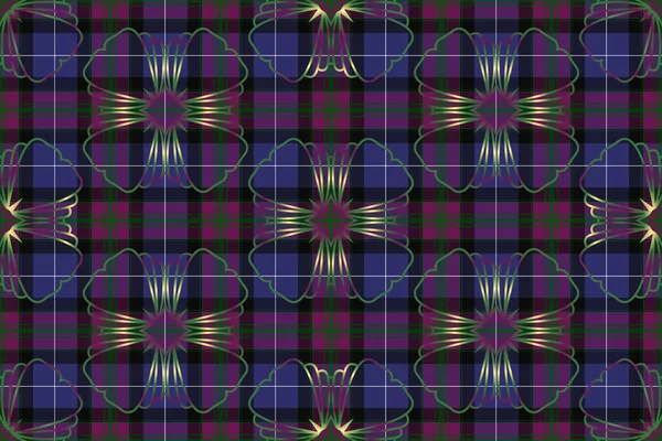 チェックされた背景の抽象パターン スコットランドのタータンのスタイルで新しいタイプの生地のための創造的なデザイン — ストックベクタ