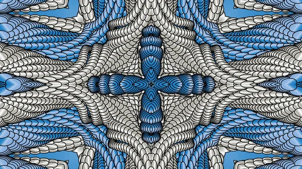 银色和蓝色的抽象对称背景是计算机图形学 可用于纺织品设计 印刷行业 各种设计项目 — 图库照片
