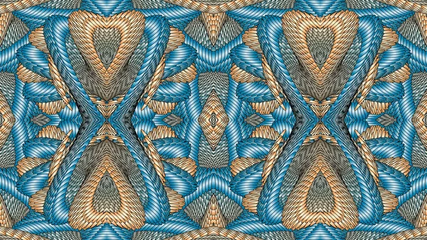 Fondo Simétrico Abstracto Azul Beige Gráficos Por Computadora Puede Utilizar — Foto de Stock