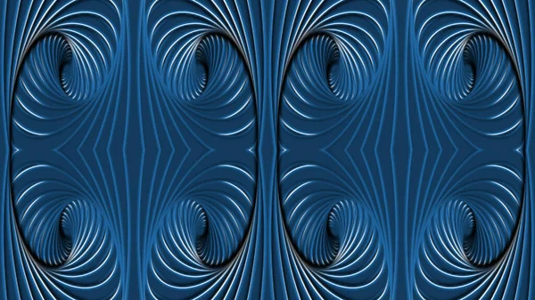 金色のパターンを持つ青の抽象的な対称的な背景は コンピュータグラフィックスであり 様々なデザインプロジェクトで 印刷業界で 織物の設計に使用することができます — ストック写真