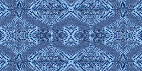 Mavi Renklerde Simetrik Desenli Soyut Arkaplan Kısımdaki Kumaş Giysilerde Parmak — Stok fotoğraf