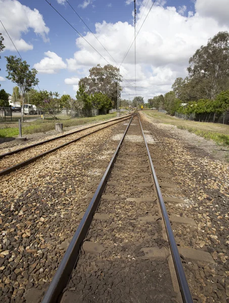 Partial close-up train tracks — Stock Photo, Image