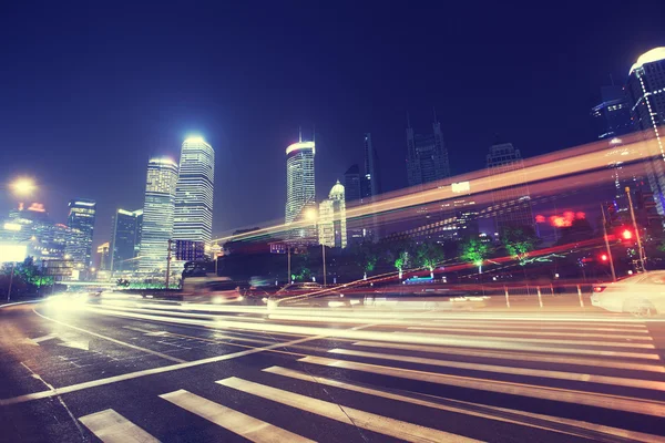 Shanghai pudong byggnader, natt — Stockfoto