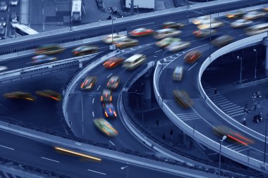 gece, Viyadük yol trafiği shanghai