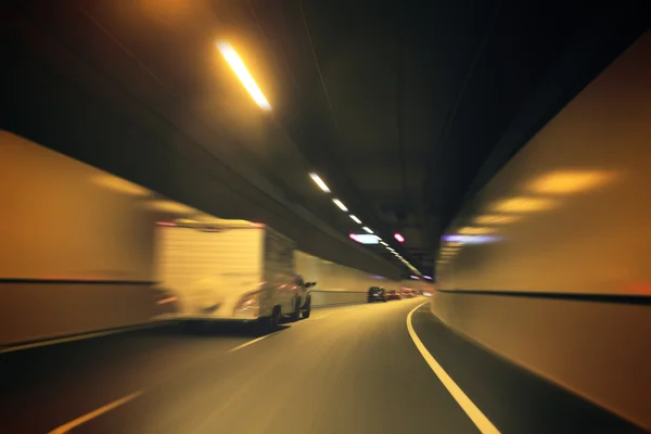 Vehicle traveling in the tunnel — Stock Photo, Image