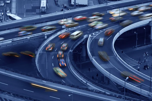 Gece, Viyadük yol trafiği shanghai — Stok fotoğraf