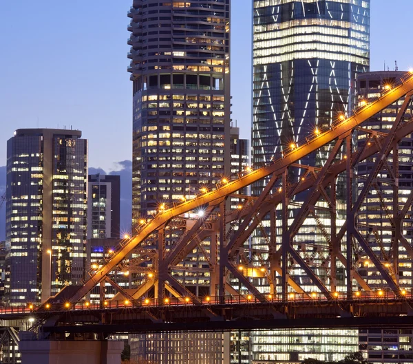 Brisbane şehir kurma, gece — Stok fotoğraf