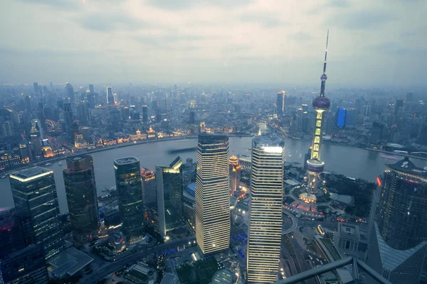 Shanghai Lujiazui iş merkezinin havadan görünümü — Stok fotoğraf