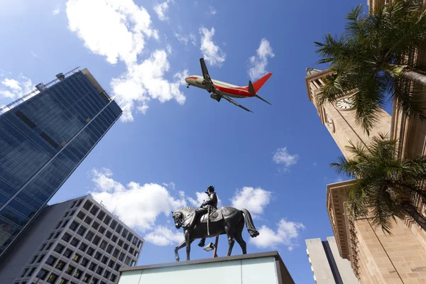 Brisbane City and aircraft — Stock Photo, Image