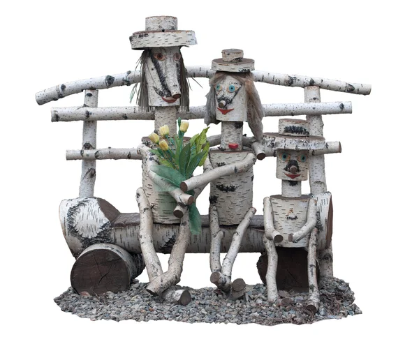 桦木家庭雕塑 — 图库照片