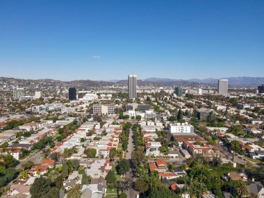 Los Angeles 'ın merkezinde Mid-City' nin üstündeki hava manzarası.