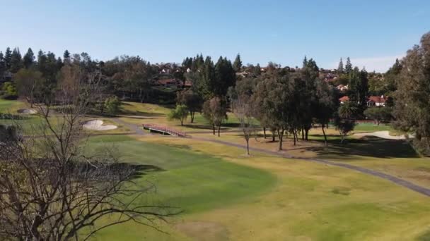 Vue aérienne du golf dans la vallée verte — Video