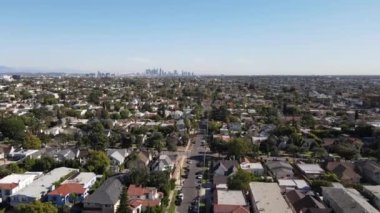 Los Angeles 'ın merkezinde küçük bir mahallede hava manzarası