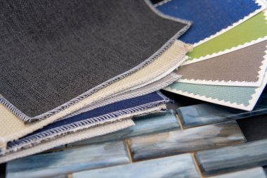 Ev dekorasyonu için iç tasarım malzemeleri araçları.