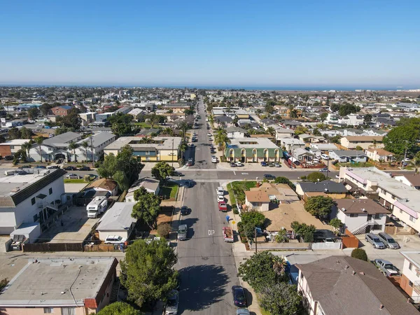 Aerial view of street and houses in Imperial Beach area in San Diego — Stock Photo, Image