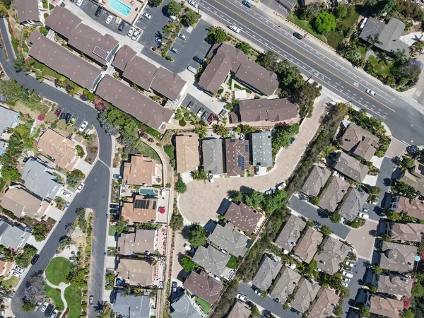 Aerial top view of suburb area with residential villa in San Diego, California