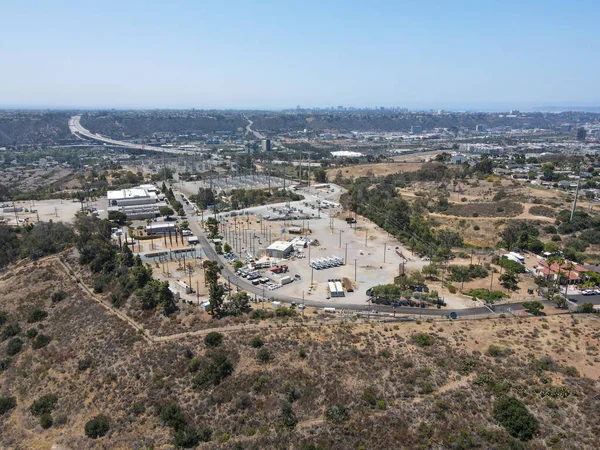 Aerial view of of small trails in the valley of Mission City and Serra Mesa in San Diego County — Stock Photo, Image