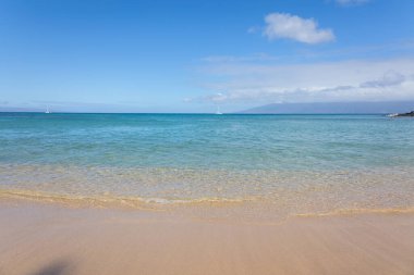 Tropikal sahilde kumsalda el salla