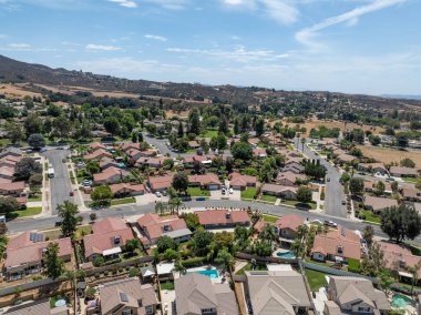 Aerial view of of house in Yucaipa city, in San Bernardino County, California, United States. High quality photo