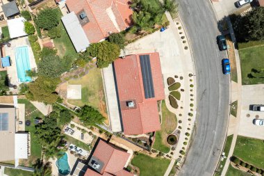Aerial view of of house in Yucaipa city, in San Bernardino County, California, United States. High quality photo
