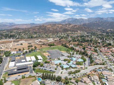 Aerial view of of house in Yucaipa city, in San Bernardino County, California, United States. High quality photo