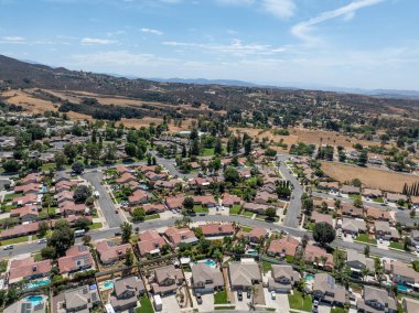 Aerial view of of house in Yucaipa city, in San Bernardino County, California, United States. High quality photo