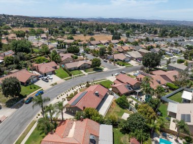 Aerial view of of house in Yucaipa city, in San Bernardino County, California, United States. High quality photo