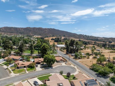 Aerial view of of house in Yucaipa city, in San Bernardino County, California, United States. High quality photo
