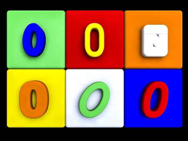 Various numbers 0 on colored cubes — Stock Photo, Image