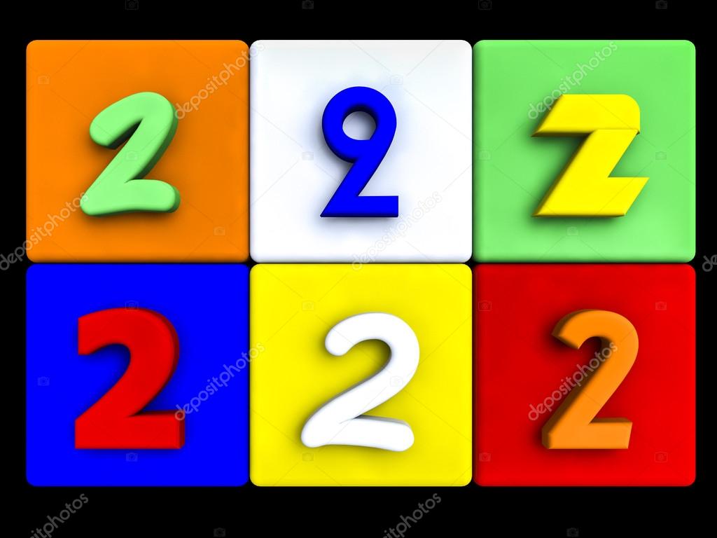 Imágenes: muchos numeros 2 | varios números 2 cubos de colores — Foto