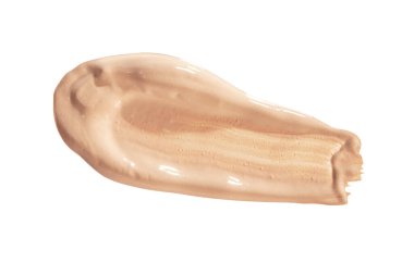 İzole edilmiş beyaz arka planda, kırpma yolu olan açık bej tonik bir temel. Makyaj ve cilt bakımı için makyaj ürünleri.