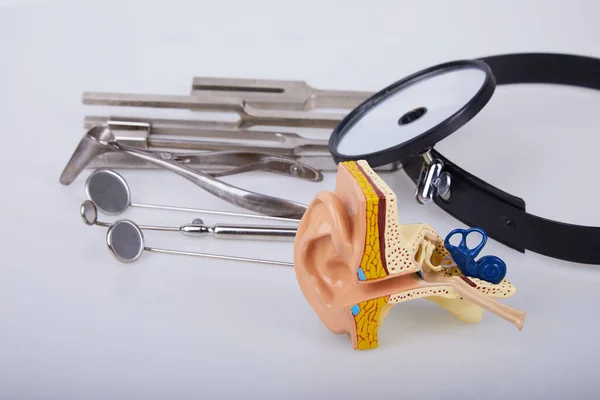 Medical Instruments Ent Doctor White Set Otolaryngologist Instrument — Stock Photo, Image
