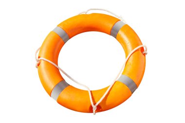 Orange lifebuoy isolated on white background