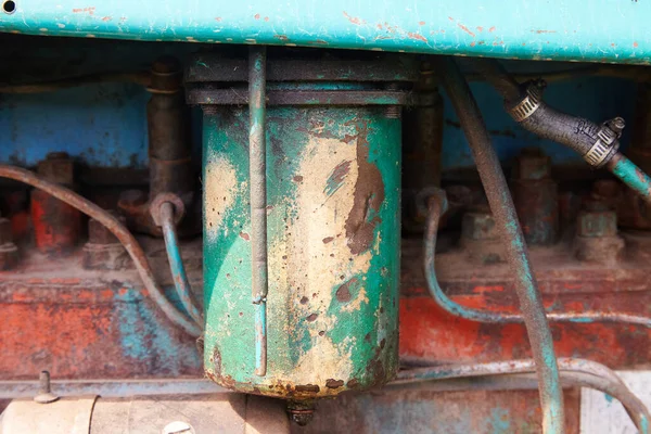 Close Battered Old Farm Tractor Engine Tractor Machine — Stock Photo, Image