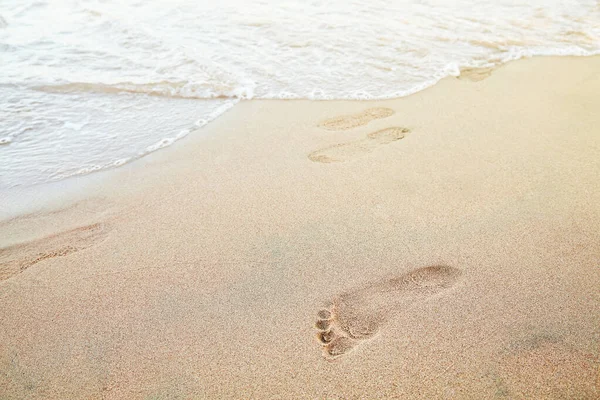 Foot Prints Beach Seashore Sea — стоковое фото