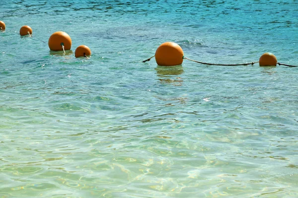 Buoys Sea View Sea Shore Long Line Orange Colored Marker — Stockfoto