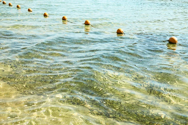 Buoys Sea View Sea Shore Long Line Orange Colored Marker — стоковое фото