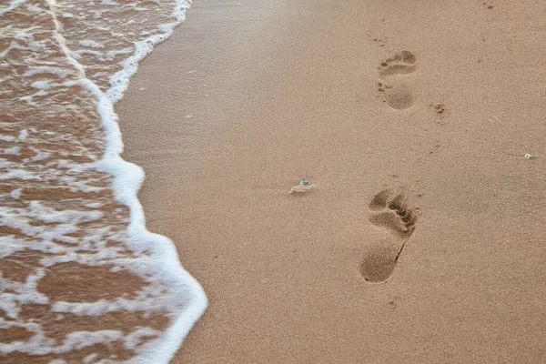 Foot Prints Beach Seashore Sea — Stockfoto