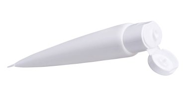 Tıbbi cilt bakımı ve kozmetik losyon, köpük ya da krem ambalaj ürünleri kesme yolu olan beyaz arka planda izole edilmiş. Tıbbi serum, kolajen ya da temizlik losyonu.