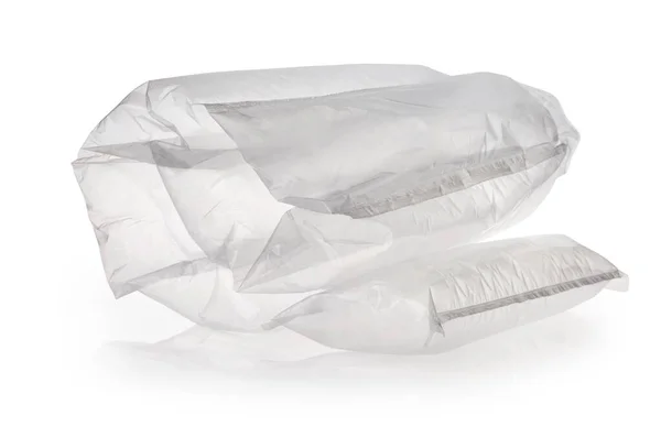 Emballage Plastique Translucide Avec Coussin Air Sac Gonflable Isolé Sur — Photo