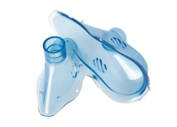 雾化吸入口罩 适用于儿童和成人 呼吸口罩在白色背景下隔离 有切割路径 压缩机雾化设备 吸入用医疗设备 — 图库照片