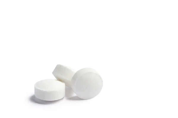 Witte Ronde Pillen Geïsoleerd Een Witte Achtergrond Met Clipping Pad — Stockfoto